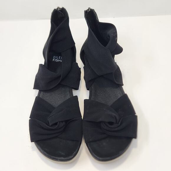 Eileen Fisher Women Zanya Sneaker Sandal Size 6.5 Black Mesh Leather Zipper - Picture 2 of 9